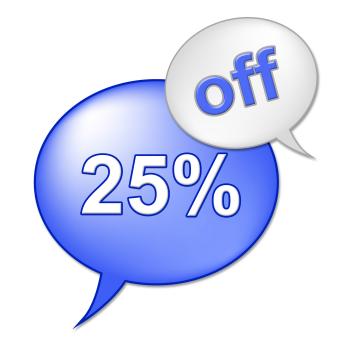 Twenty Five Percent Shows Discounts Reduction And Savings