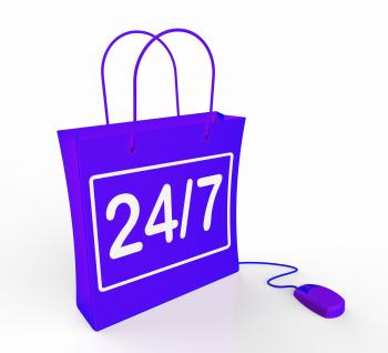 Twenty-four Seven Bag Represents Online Shopping Availability