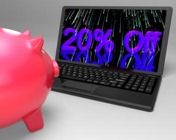 Twenty Percent Off On Laptop Shows Discounts