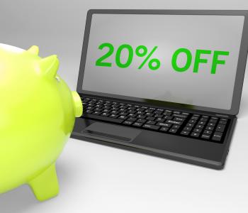 Twenty Percent Off On Notebook Showing Special Offers