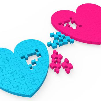 Two 3D Hearts Showing Romantic Gestures