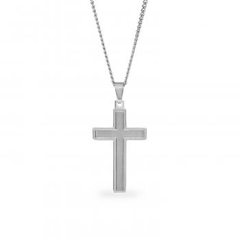 Boys Two-Tone Silver Cross Necklace