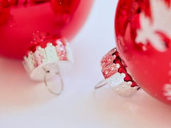Two Red Christmas Ornaments
