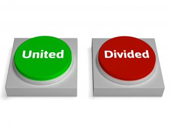 United Divided Buttons Show Unite Or Divide