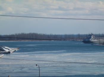Unknown lake freighter departs Toronto through the Eastern Gap, 2013 12 30 (30)