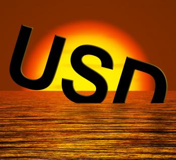 Usd Sinking And Sunset Showing Depression Recession And Economic Downt