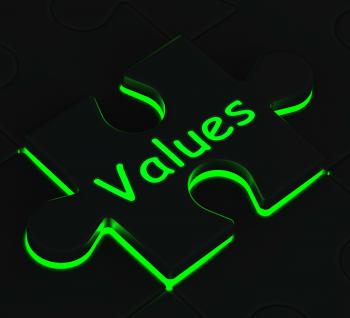 Values Puzzle Showing Moral Values