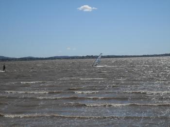 Very windy with windsurfer