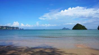 Relaxing scene on beach with view of tropical ocean 3 Stock Video ...
