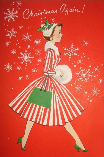 Vintage Christmas Cards - Paint the Gown Red