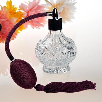 H&D Vintage Carved Glass Empty Refillable Perfume Bottle with Spray ...