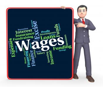Wages Word Indicates Income Earn And Wordcloud