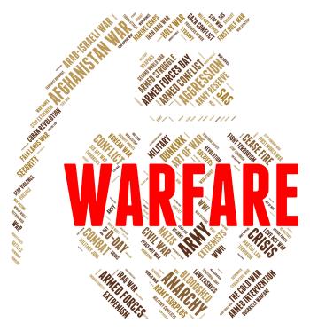 Warfare Word Shows Fighting Battle And Skirmish