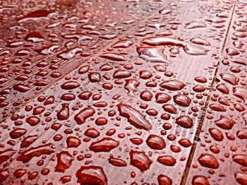 Water Drops on the Red Surface