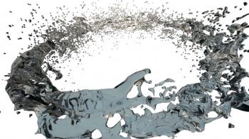 3d render blue water stream forming a circle on white background in ...