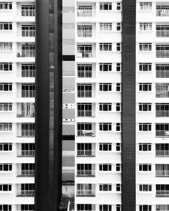 White and Black City Buildings