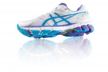 White Blue and Purple Asics Running Shoes