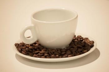 White Coffee Cup with Beans