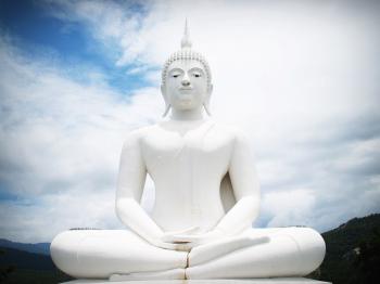 White Concrete Buddha Statue