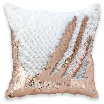 White & Bronze Reversible Sequin Glam Pillow - Glam Pillows