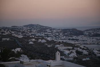 white town at sunset time