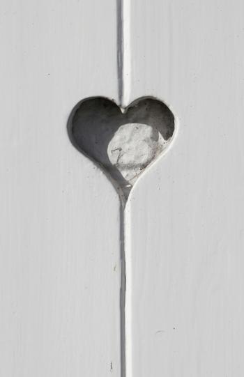 White Wooden Door With Heart Shape While Looking the Stars