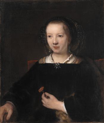 Willem Drost?, Rembrandts værksted (1633-58): Young Woman with a Carnation, 1656, KMS388