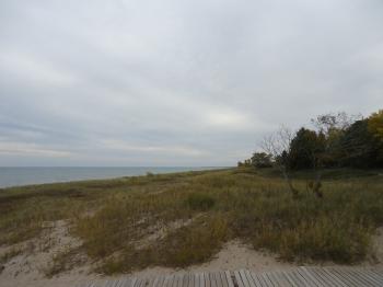 Windswept shore of Lake Michigan