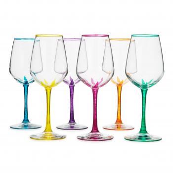Flower Stemmed Wine Glasses - Set of 6 | hand painted wine glasses ...