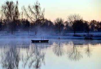 Free picture: winter, reflection, water, lake, tree, landscape, dawn
