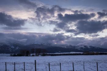 Winter sunset in the Wallowa mountains.