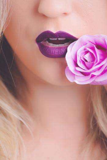 Woman in Purple Lipstick