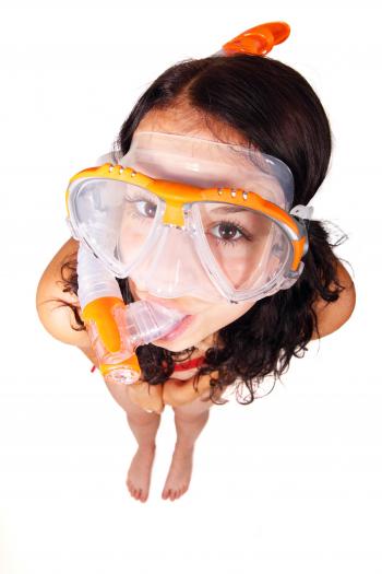 Woman Wearing Diving Goggles