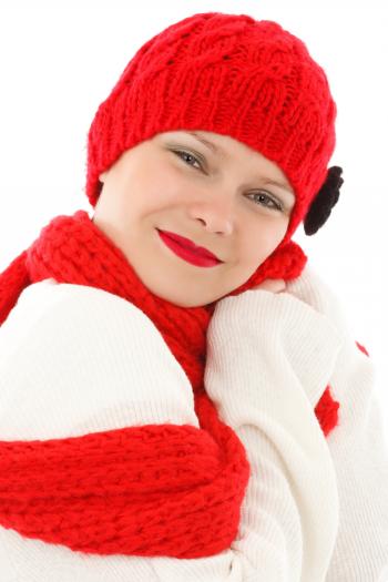 Woman Wearing Red Snow Cap