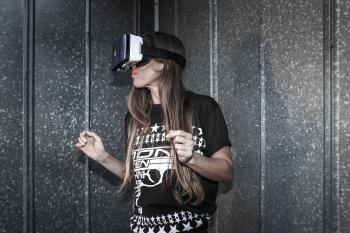 Woman Wearing Virtual Reality Glasses