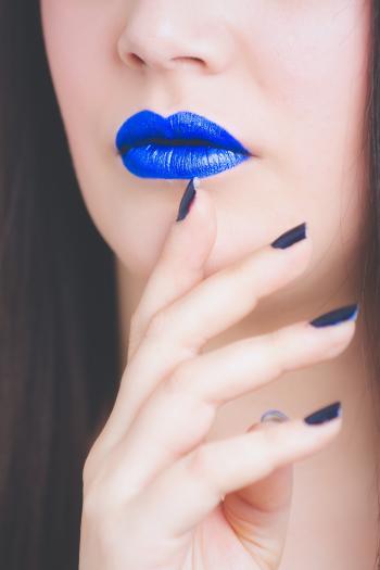 Woman With Blue Lipstick