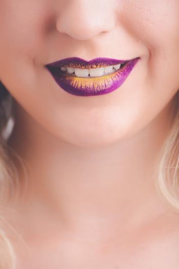 Women's Purple and Yellow Lips