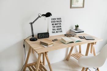 Wooden Desk With Books On Top