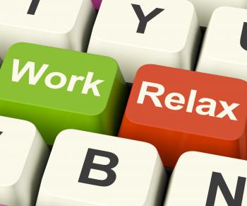 Work Relax Keys Showing Decision To Take A Break Or Start Retirement
