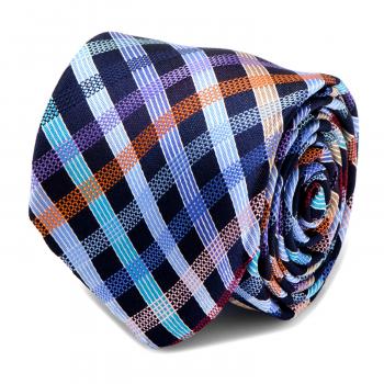 Navy Plaid Woven Silk Tie | CuffLinks.com