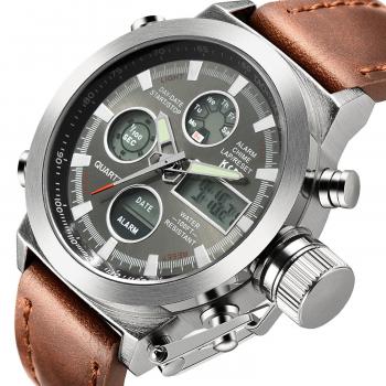 Tamlee Fashion Men's Digital Analog Sport Wrist Watch with PU ...