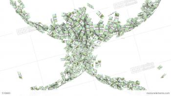 Y-shaped 100 Euro Bundles Flow With Slow Motion. Wealth And Money ...