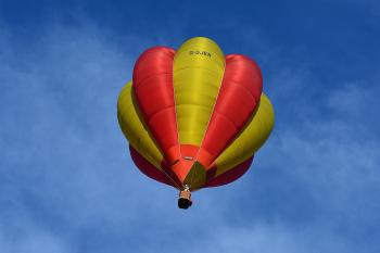 Yellow and Red Hot Air Balloon in Sky