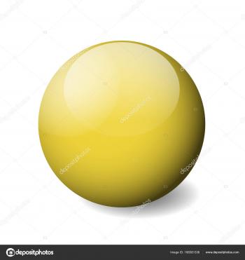 Yellow glossy sphere, ball or orb. 3D vector object with dropped ...