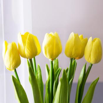9pcs - 36pcs Mini Yellow Tulips Real Touch Silk Flowers - Lana ...