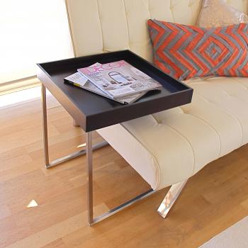 Zenn Contemporary Black and Stainless Steel Tray Table - Free ...