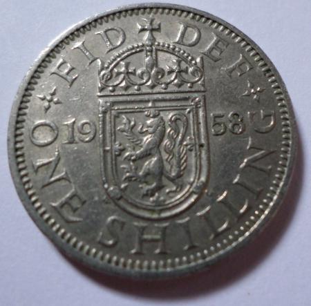 1958 one shilling coin