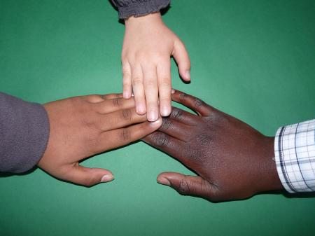 2 Person and 1 Child Connected Hands