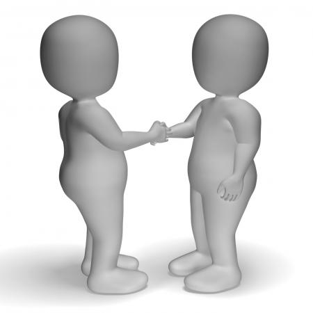 3d Characters Shaking Hands Showing Greeting Or Deal