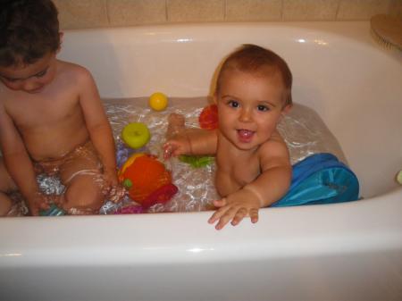 A boy bathing
